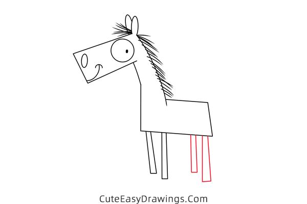 how to draw a donkey easy - www.cuteeasydrawings.com