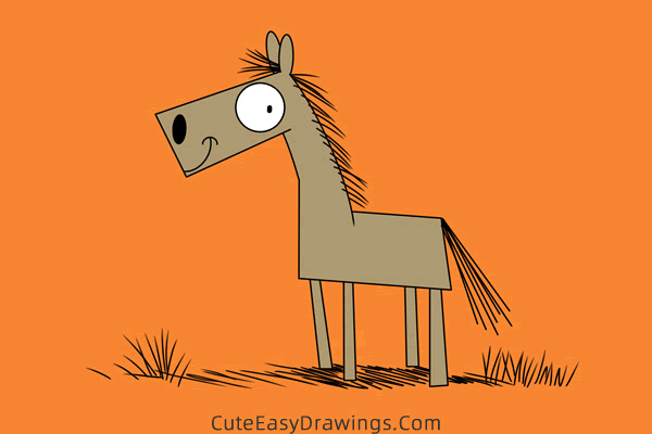 how to draw a donkey easy - www.cuteeasydrawings.com