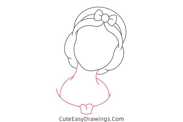 how to draw snow white face - www.cuteeasydrawings.com