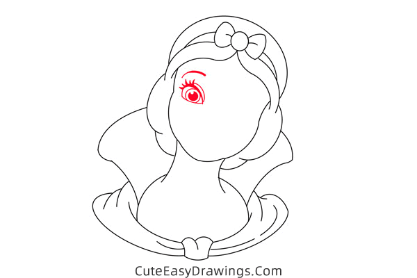 how to draw snow white face - www.cuteeasydrawings.com