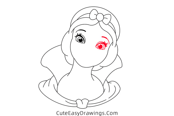 how to draw snow white face - www.cuteeasydrawings.com