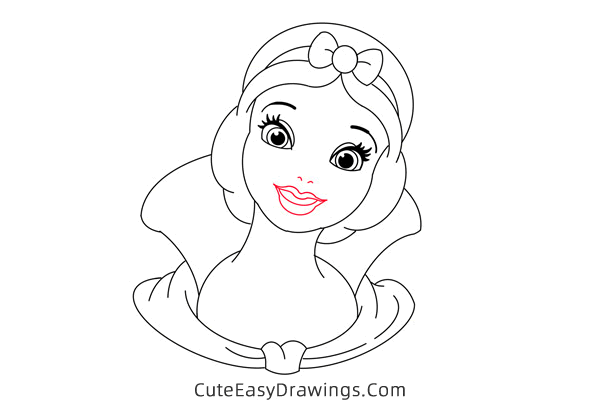 how to draw snow white face - www.cuteeasydrawings.com