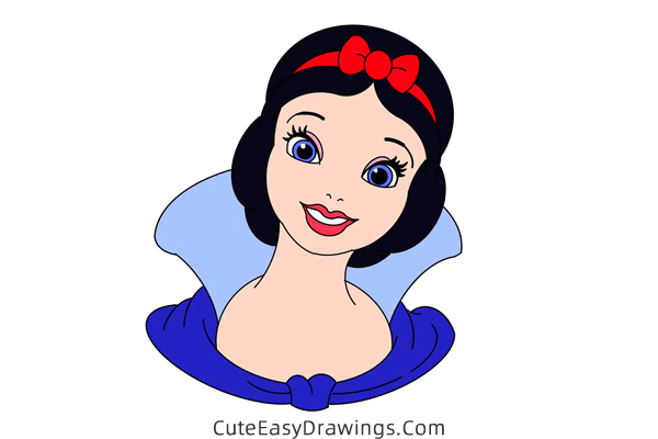 how to draw snow white face - www.cuteeasydrawings.com