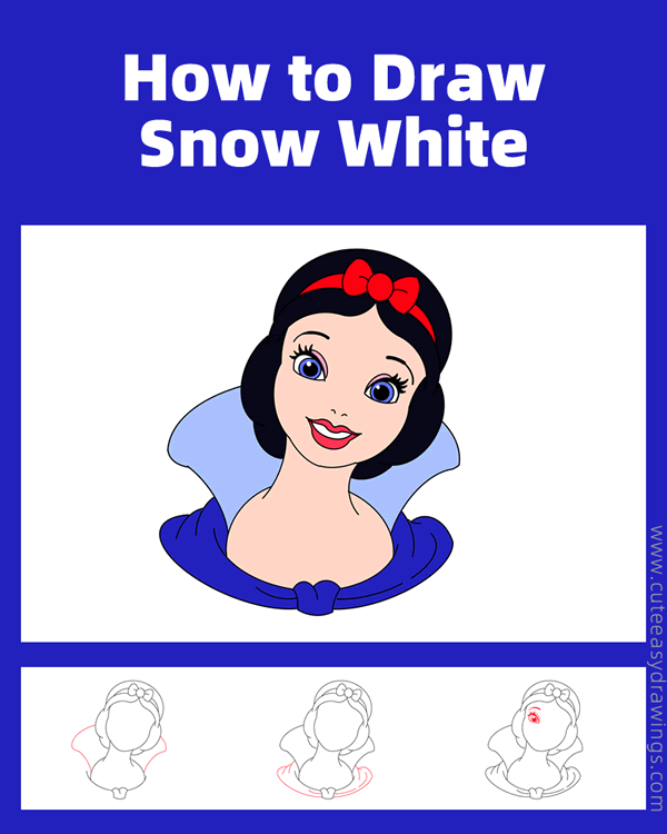 how to draw snow white face - www.cuteeasydrawings.com