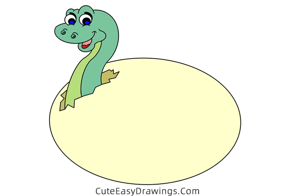 how to draw a dinosaur egg hatching - www.cuteeasydrawings.com