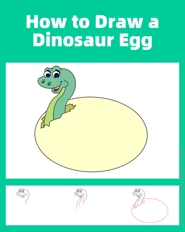 how to draw a dinosaur egg hatching - www.cuteeasydrawings.com