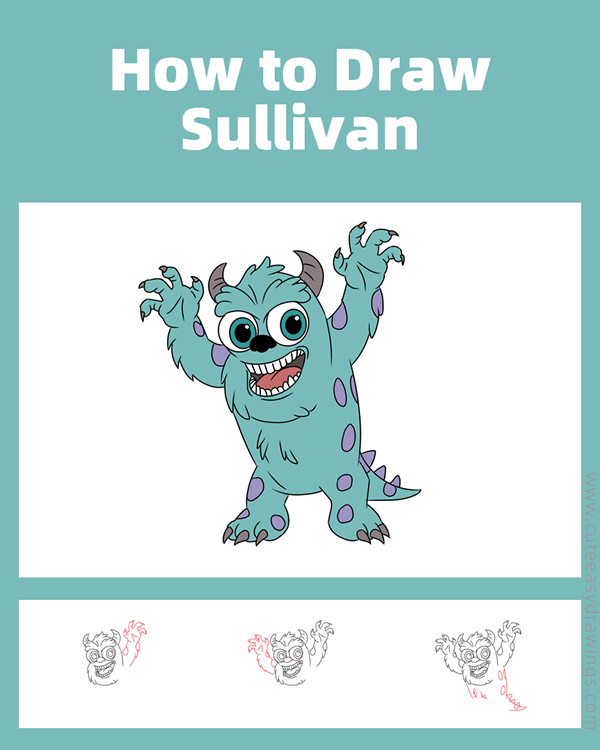 how to draw james p sullivan - www.cuteeasydrawings.com