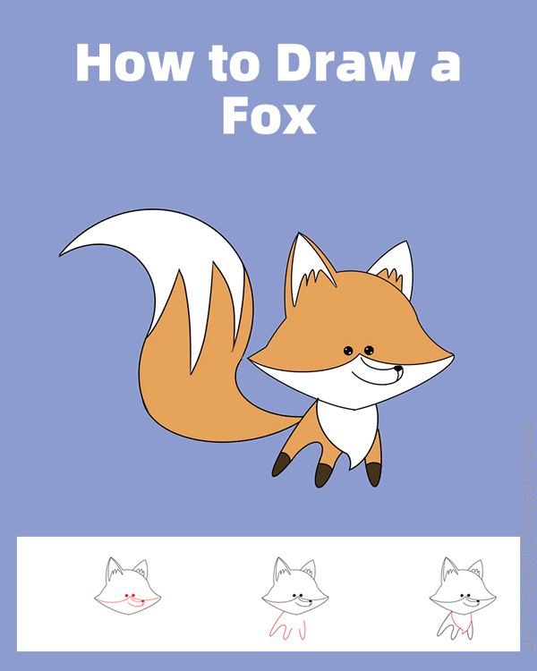 how to draw a fox easy - www.cuteeasydrawings.com