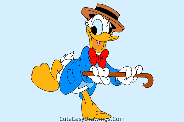 how to draw donald duck - www.cuteeasydrawings.com