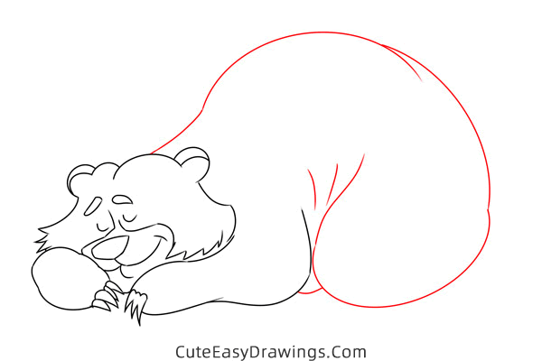 how to draw a hibernating bear - www.cuteeasydrawings.com