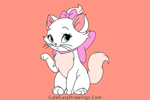 how to draw marie cat - www.cuteeasydrawings.com