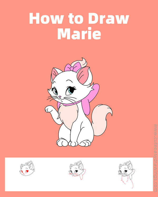 how to draw marie cat - www.cuteeasydrawings.com