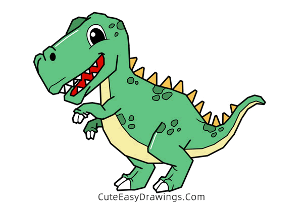 how to draw a tyrannosaurus rex - www.cuteeasydrawings.com