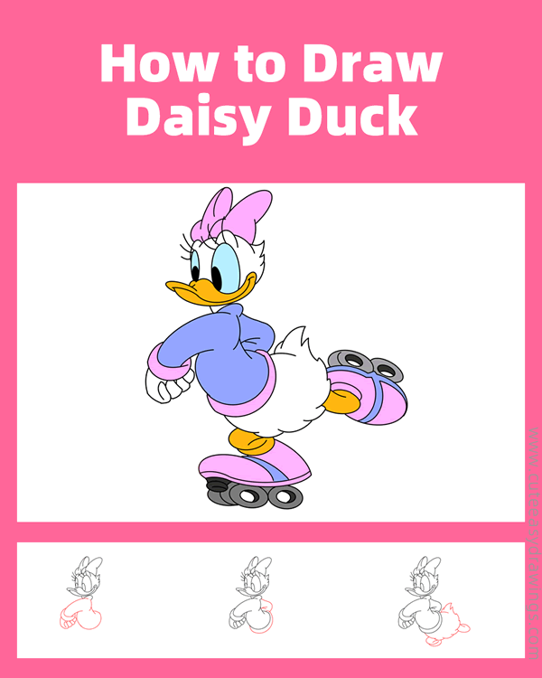 how to draw daisy duck - www.cuteeasydrawings.com