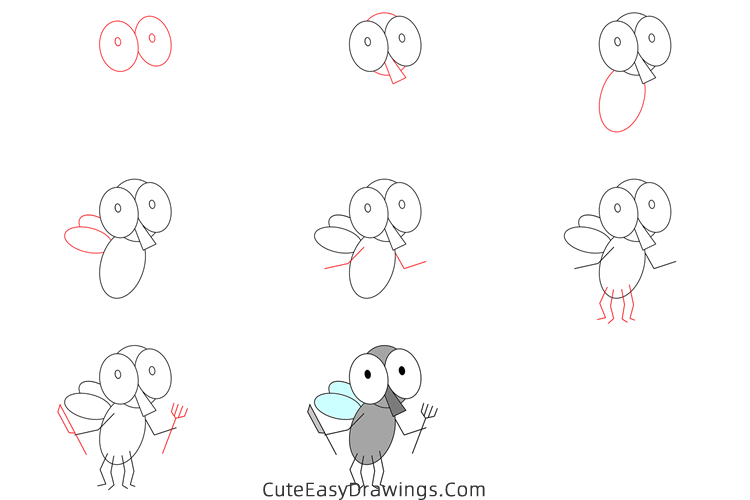 how to draw a fly easy - www.cuteeasydrawings.com