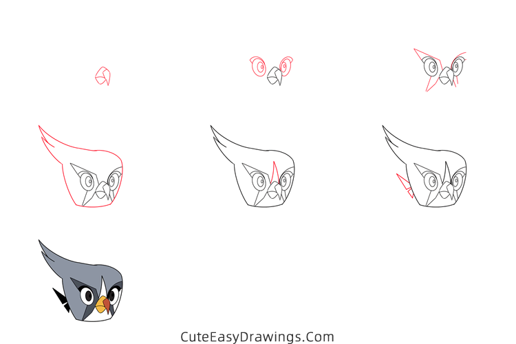 how to draw silver from angry birds - www.cuteeasydrawings.com