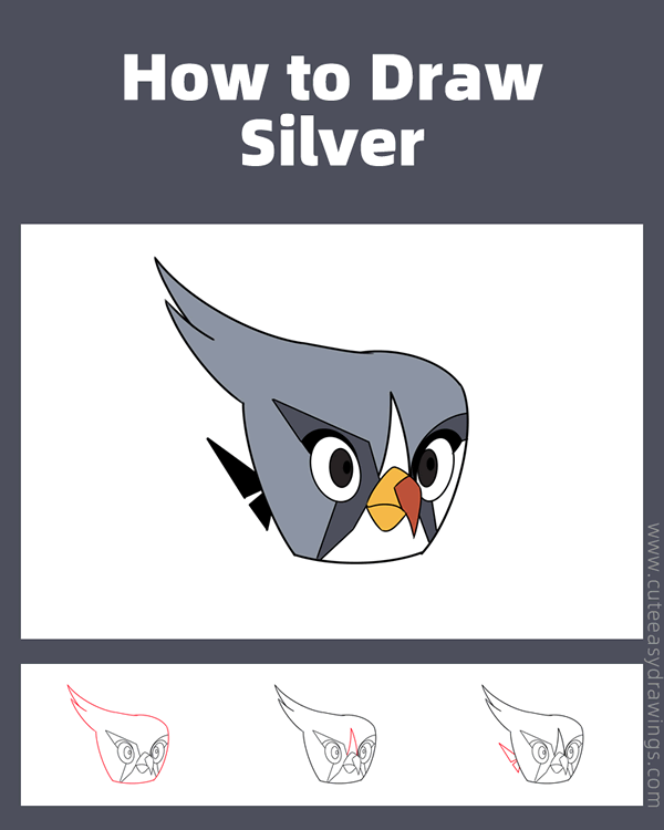 how to draw silver from angry birds - www.cuteeasydrawings.com