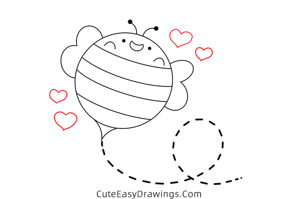 how to draw a bee flying - www.cuteeasydrawings.com