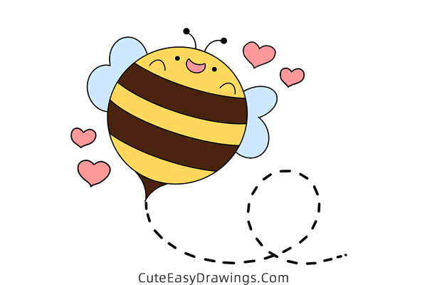 how to draw a bee flying - www.cuteeasydrawings.com