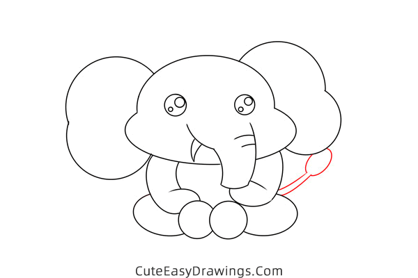 how to draw a baby elephant - www.cuteeasydrawings.com