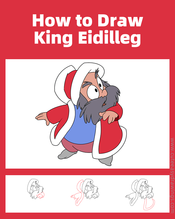 how to draw king eidilleg from the black cauldron - www.cuteeasydrawings.com