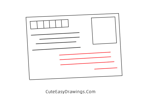 how to draw a postcard - www.cuteeasydrawings.com