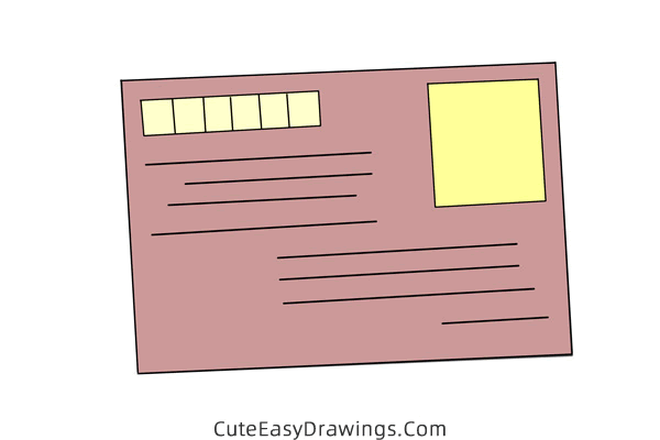 how to draw a postcard - www.cuteeasydrawings.com