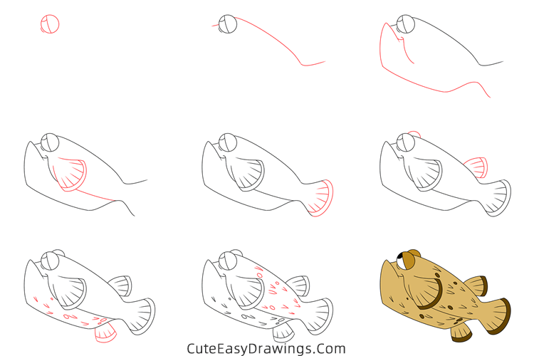 how to draw bloat from finding nemo - www.cuteeasydrawings.com