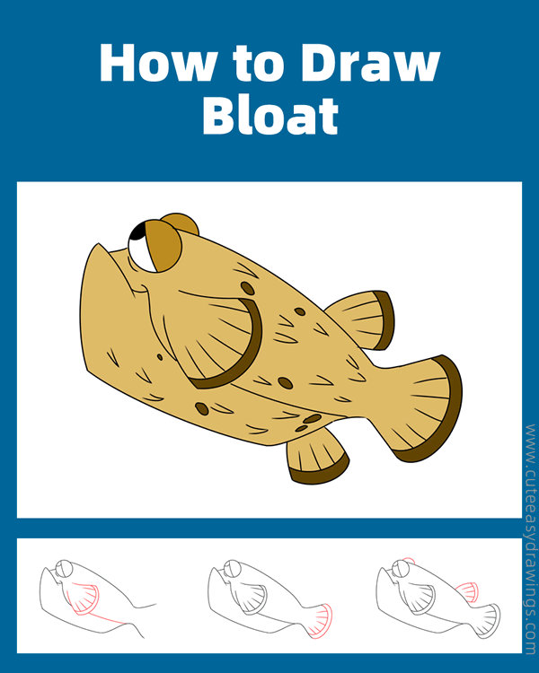 how to draw bloat from finding nemo - www.cuteeasydrawings.com