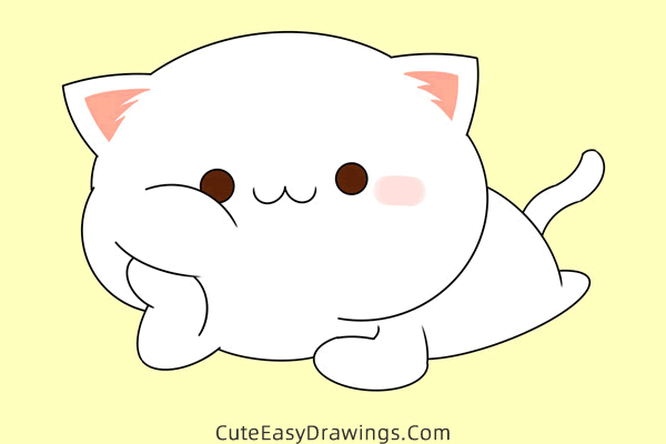 how to draw a cute cat - www.cuteeasydrawings.com