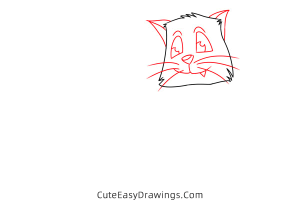 how to draw a cat and fish - www.cuteeasydrawings.com