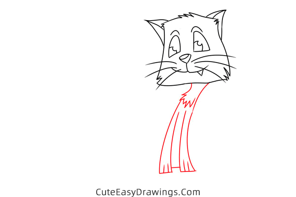 how to draw a cat and fish - www.cuteeasydrawings.com