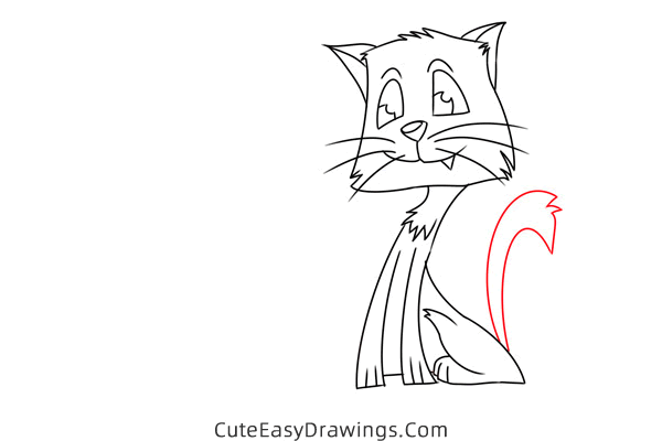 how to draw a cat and fish - www.cuteeasydrawings.com