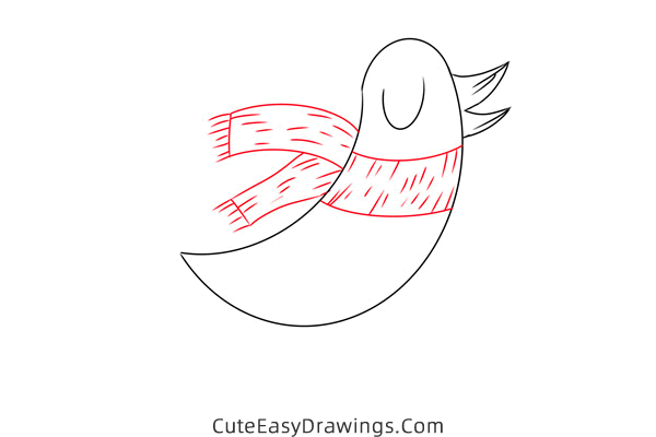 how to draw a bird in winter - www.cuteeasydrawings.com