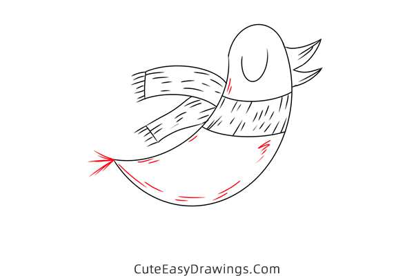 how to draw a bird in winter - www.cuteeasydrawings.com