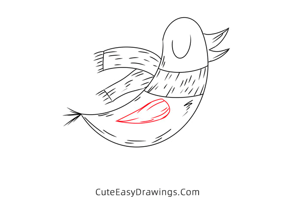 how to draw a bird in winter - www.cuteeasydrawings.com