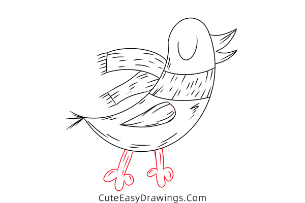 how to draw a bird in winter - www.cuteeasydrawings.com