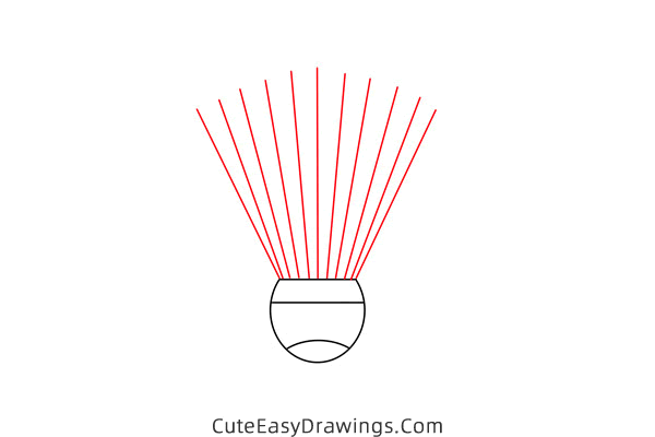 how to draw a shuttlecock - www.cuteeasydrawings.com