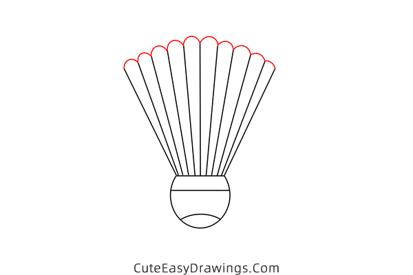 how to draw a shuttlecock - www.cuteeasydrawings.com