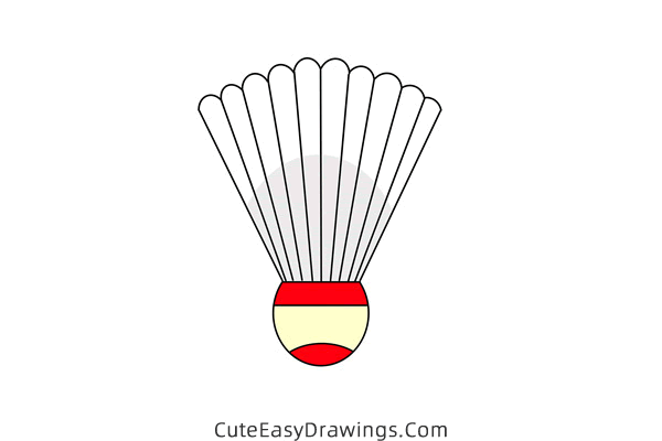 how to draw a shuttlecock - www.cuteeasydrawings.com