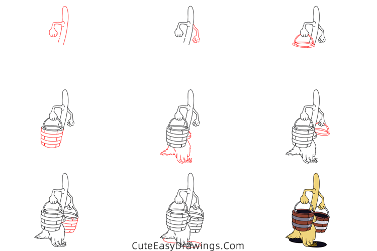 how to draw the broom from fantasia - www.cuteeasydrawings.com