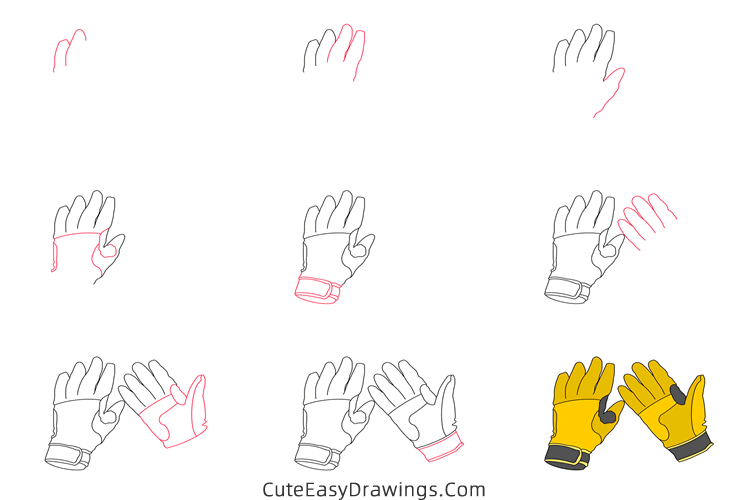 how to draw sports gloves - www.cuteeasydrawings.com