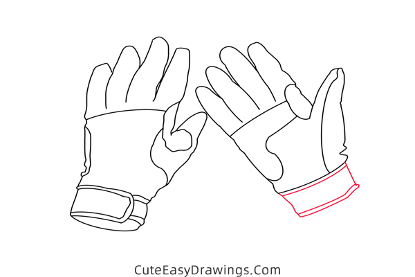 how to draw sports gloves - www.cuteeasydrawings.com