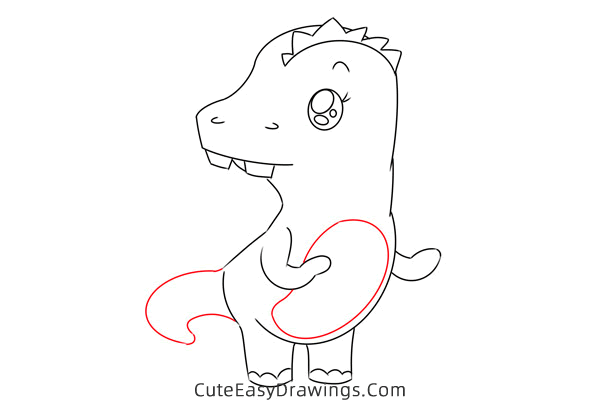 how to draw a baby dinosaur - www.cuteeasydrawings.com