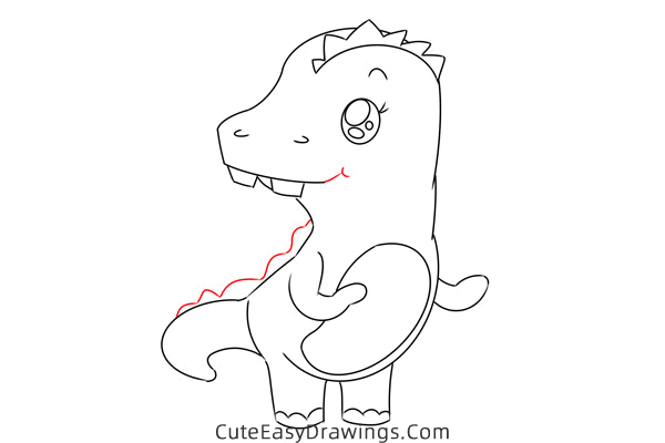 how to draw a baby dinosaur - www.cuteeasydrawings.com