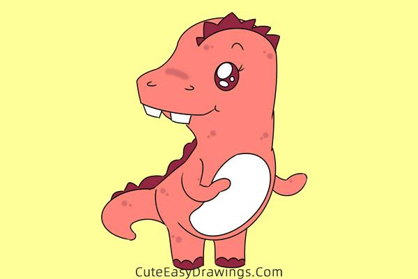 how to draw a baby dinosaur - www.cuteeasydrawings.com