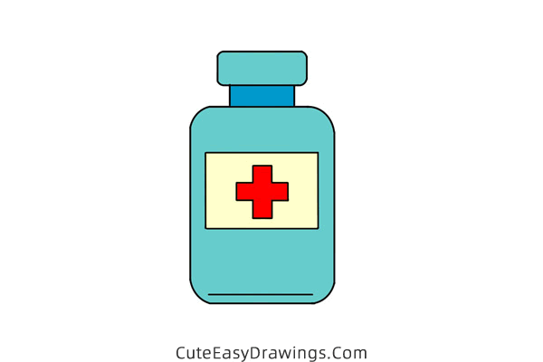 how to draw a medicine bottle - www.cuteeasydrawings.com