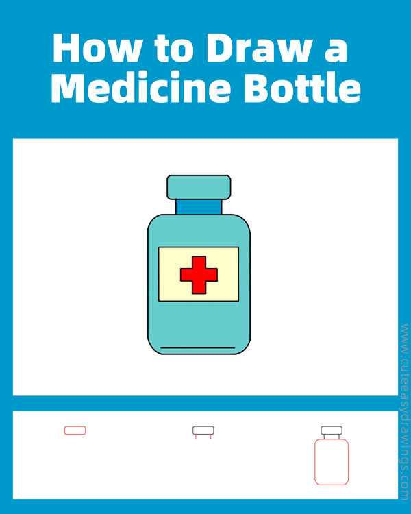 how to draw a medicine bottle - www.cuteeasydrawings.com