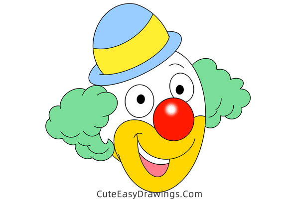 how to draw a clown head - www.cuteeasydrawings.com