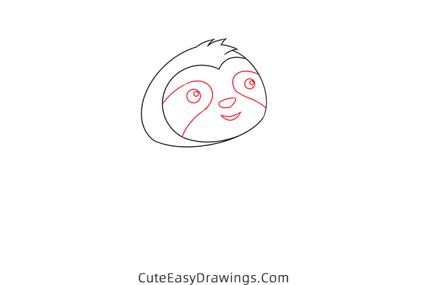 how to draw a cartoon sloth - www.cuteeasydrawings.com